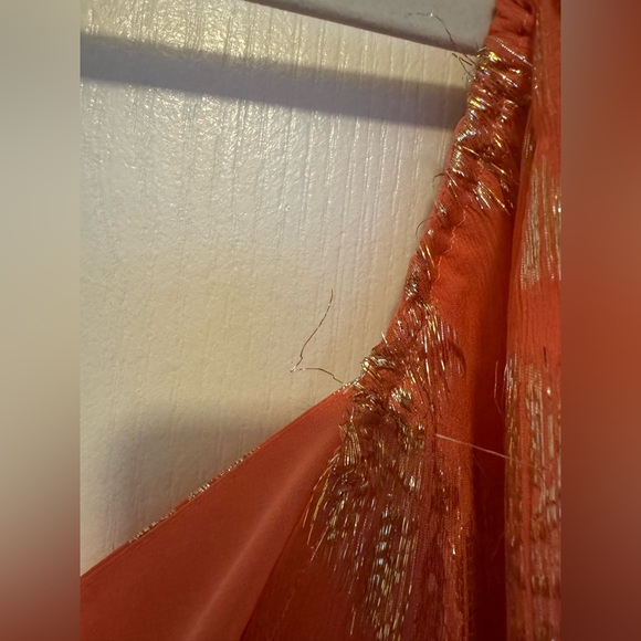 NWT RIXO Paris Silk Mini Dress in Orange Lily Metallic Coral size US 12 - Picture 7 of 8